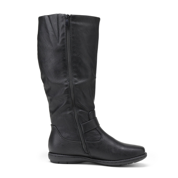 Wide Calf  Knee High Faux Fur Boots - WIDE CALF BLACK - 3
